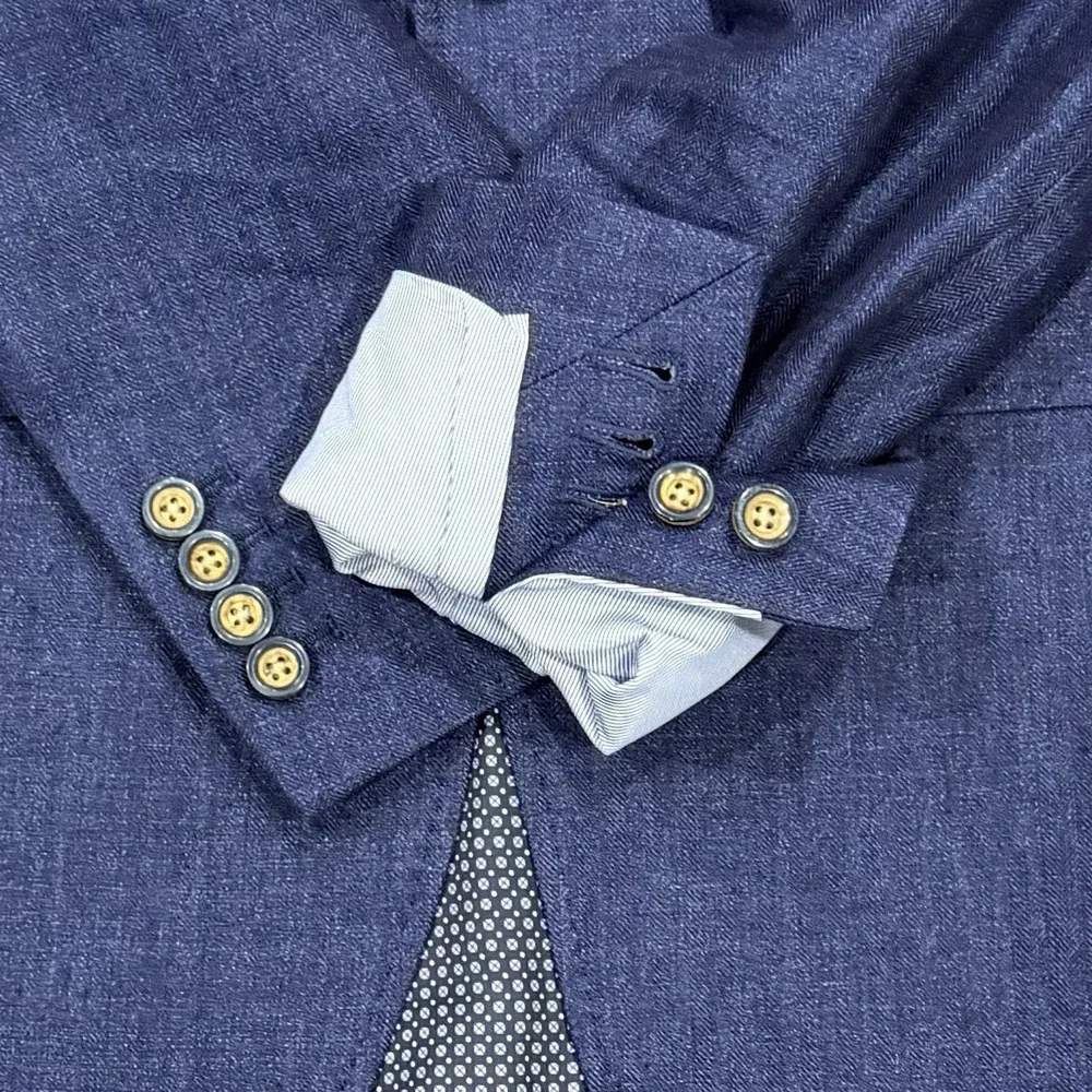 Murano Baird McNutt 100% Linen Blazer Mens Medium Slim Fit Blue Sport Coat